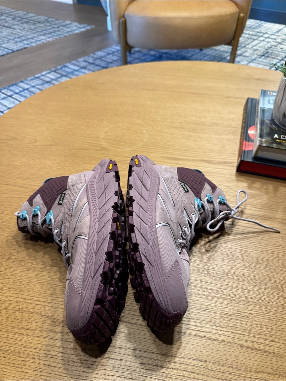 Hoka Women's Mauve and Plum High Top Trail Running Shoes - Picture 6 of 11